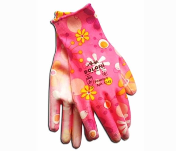 Перчатки 4548 трикотажные с полиуретановым покрытием розовые Долони(4548)
