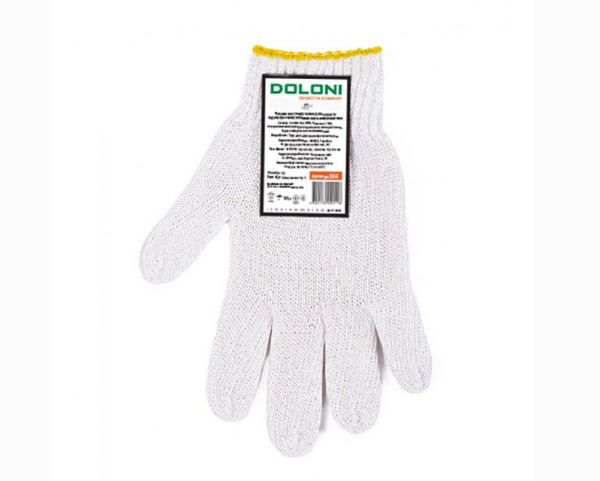 Перчатки 554 трикотажные белые без ПВХ Стандарт Долони(554)