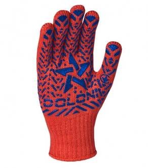 Перчатки 5640 трикотажные Звезда красные с ПВХ Долони(5640)