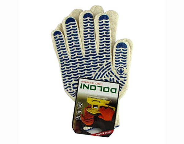 Перчатки 621 трикотажные Волна белые с ПВХ Универсал Долони(621)