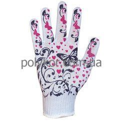 Перчатки 871 трикотажные белые с цветным ПВХ рисунком Долони(871)