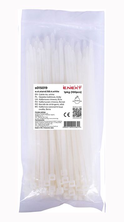Хомут монтажный e.ct.stand.150.4 white (100шт) белый E.NEXT(s015019)