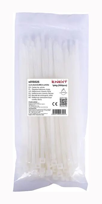 Хомут монтажный e.ct.stand.280.4 white (100шт) белый E.NEXT(s015025)