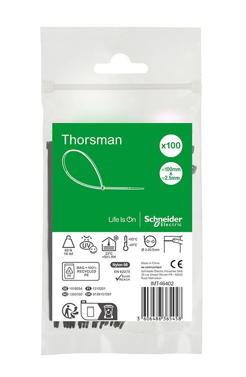 Хомут кабельный IMT46401 100*2.5 белый 100шт/уп Schneider Electric(IMT46401)