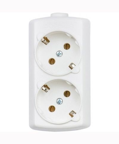 Колодка 2 гнезда с з/к Borsan BR-1552-0 (бел.)(BR-1552-0 (бел.))