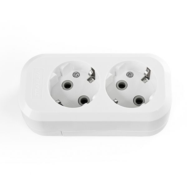 Колодка 2п с з/к белая TF-B216G-W TITANUM STANDARD(TF-B216G-W)