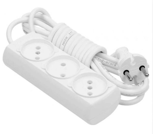 Подовжувач 3 гн. 3 м без з/к Borsan, білий BR-1543-3(BR-1543-3)