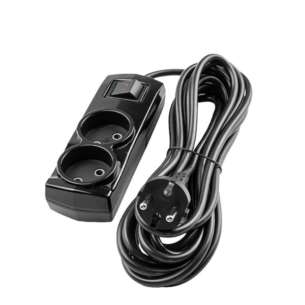 Подовжувач VIOLUX 2p 5м 2х1 без заз. + вимикач. чорний 920472(920472)