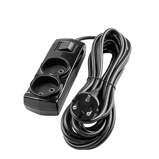 Подовжувач VIOLUX 2p 5м 2х1 без заз. + вимикач. чорний 920472(920472)