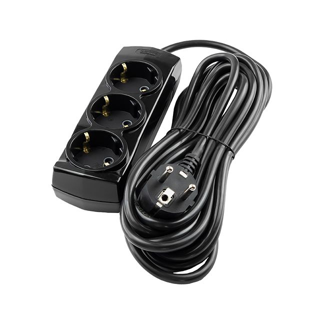 Подовжувач VIOLUX 3p 3м 3х1 с заз. + вимикач чорний 920442(920442)
