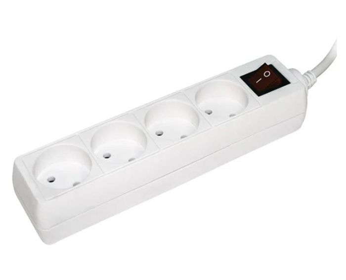 Подовжувач ІЕК У4  4 місця 2Р/5метра  2х0,75мм2  10А/250В без з/к вимик.(WYP10-06-04-05-K-N)