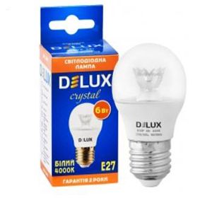 Лампа LED DELUX BL50Р 6W 4100К 230 V E27 шар кристал(90011806)