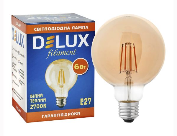 Лампа LED DELUX GLOBE G95 6W 2700К E27 filament(90016727)