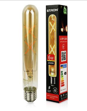 Лампа ETRON Filament Power 6W 2500К E27 Т30 1-EFP-1105 прозоре скло(1-EFP-1105)