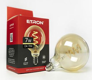 Лампа ETRON Filament Power 7W 2700К E27 G125 1-EFP-166 Vintage золото(1-EFP-166)