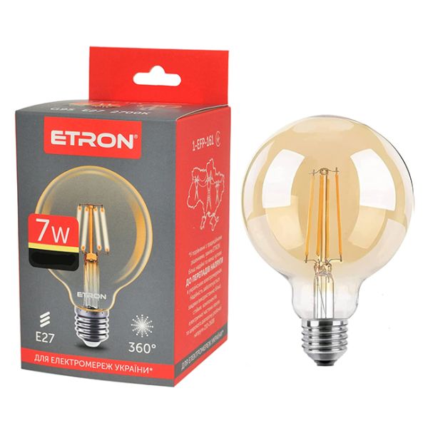 Лампа ETRON Filament Power 7W 3000К E27 G95 1-EFP-161 золото(1-EFP-161)