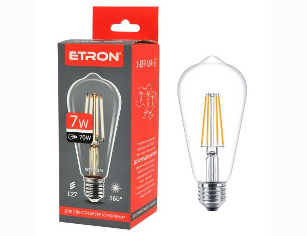 Лампа ETRON Filament Power 7W 4200К E27 ST64 1-EFP-164 прозоре скло(1-EFP-164)
