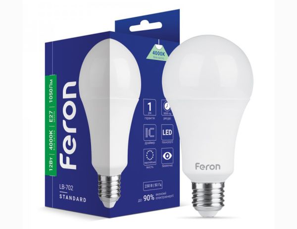 Лампа Feron 12W 4000K E27 A60 LB-702(25978)