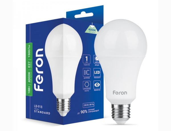 Лампа Feron 18W 4000K E27 A65 LB-918(01871)