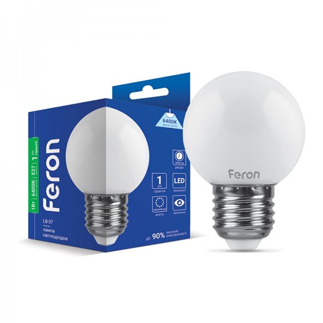 Лампа Feron 1W E27 G45 LB-37 біла(3812)