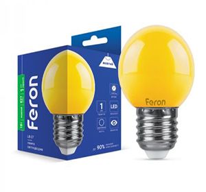 Лампа Feron 1W E27 G45 LB-37 жовта(25597)