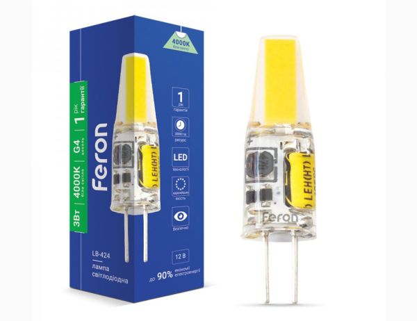 Лампа Feron 3W 4000K G4 AC/DC12V LB-424(25777)