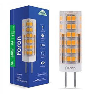 Лампа Feron 5W 4000K G4 230V LB-433(25864)