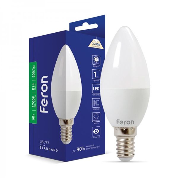 Лампа Feron 6W 2700K E14 C37 LB-737(25677)