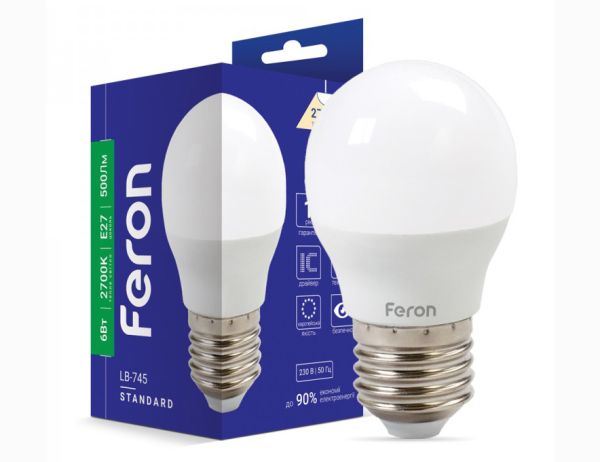 Лампа Feron 6W 2700K E27 G45 LB-745(25674)
