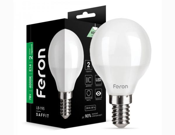 Лампа Feron 7W 4000K E14 P45 LB-195(25814)