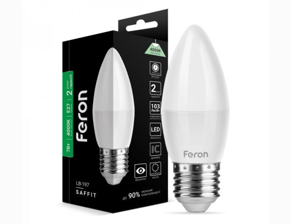 Лампа Feron 7W 4000K E27 C37 LB-197(25808)