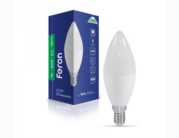 Лампа Feron 9W 4000K E14 C37 LB-207(40181)
