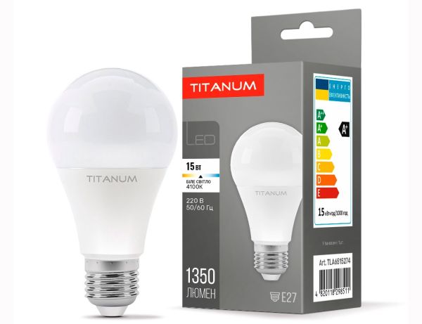 Лампа LED TITANUM A65 15W E27 4100K (TLA6515274)(TLA6515274)