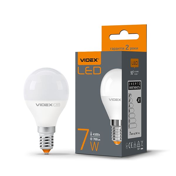 Лампа LED VIDEX  G45e 7W E14 4100K VL-G45e-07144(VL-G45e-07144)