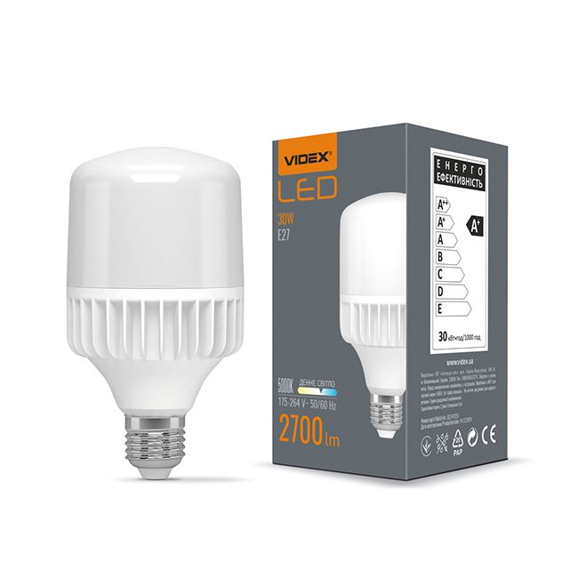 Лампа LED VIDEX A80 30W E27 5000K 220V(VL-A80-30275)