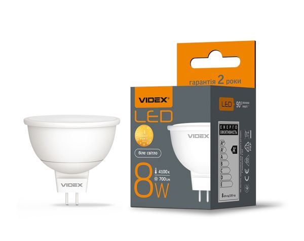 Лампа LED VIDEX MR16e 8W GU5.3 4100K VL-MR16e-08534(VL-MR16e-08534)
