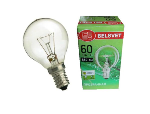 Лампа накал. ДШ BELSVET 60Вт Е14 прозр(ДШ 60-3)