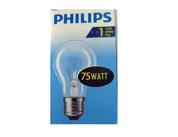 Лампа накаливания PHILIPS А55 75W E27 прозр..(10018502)