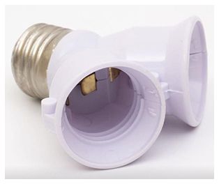 Перехідник Е27-2Е27 пластик білий TAKEL(503762)