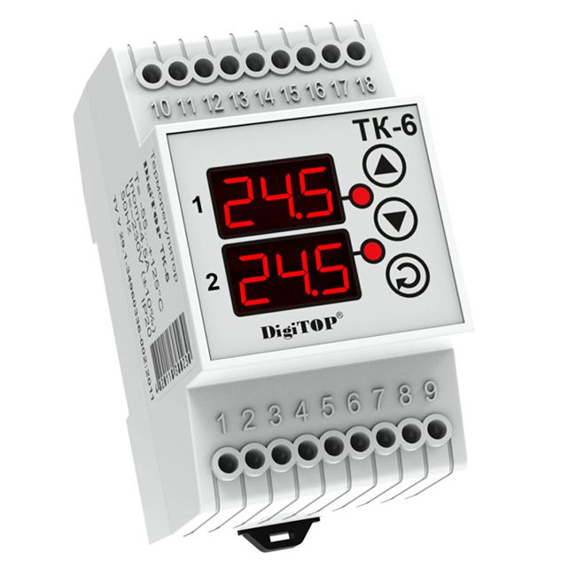 Терморегулятор двухканальный ТК-6 DigiTOP DIN(ТК-6)