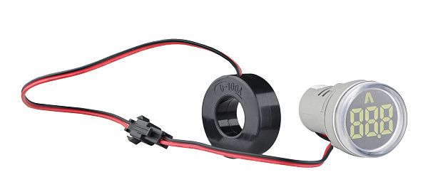 Армат. сигн. светодиодная U-ADM-A с индикатором тока д22мм, круглая, белая АСКО(A0190010162)