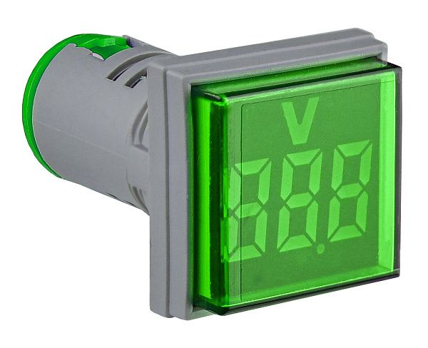 Армат. сигн. світподіодна U-ADM-V з індикатором папруги (АС) д22мм, квадратна, зелена АСКО(A0190010139)