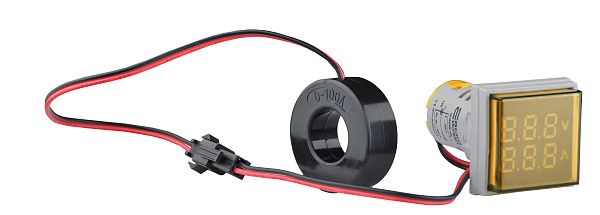 Армат. сигн. світлодіодна U-ADM-VA з індикатором напруги та струму (АС) д22мм, квадрат., жовта АСКО(A0190010200)