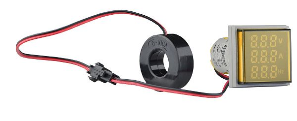 Армат. сигн. світлодіодна U-ADM-VAHz з індикатором напруги, струму (AC) та частоти д22мм, квадрат, жовта АСКО(A0190010195)