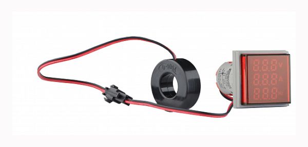 Армат. сигн. светодиодная U-ADM-VAHz с индик. напряжения, тока, частоты д22мм, квадрат.,красная АСКО(A0190010193)