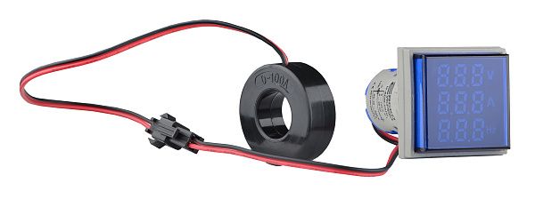 Армат. сигн. светодиодная U-ADM-VAHz с индик. напряжения, тока, частоты д22мм, квадратная,синяя АСКО(A0190010196)