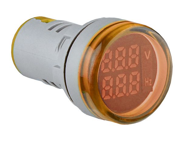 Армат. сигн. светодиодная U-ADM-VHz с индик. напряжения (АС) и частоты д22мм, круглая, желтая АСКО(A0190010180)