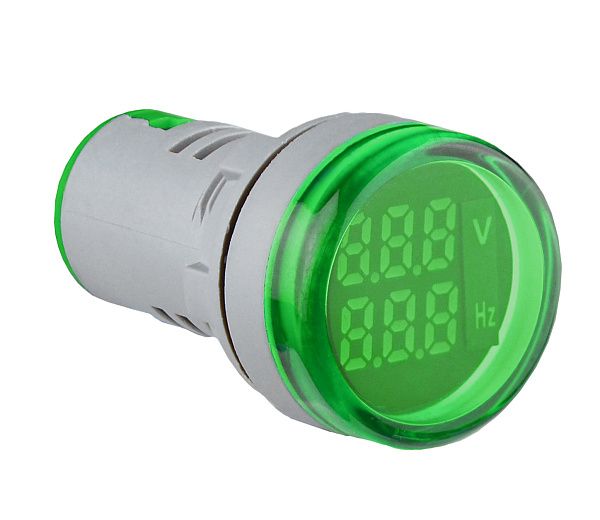 Армат. сигн. светодиодная U-ADM-VHz с индик. напряжения (АС) и частоты д22мм, круглая, зеленая АСКО(A0190010179)