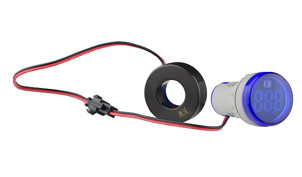 Армат. сигн. світлодіодна U-ADM-W з індикатором споживаноъ потужності тип А д22мм, кругла, синя АСКО(A0190010206)