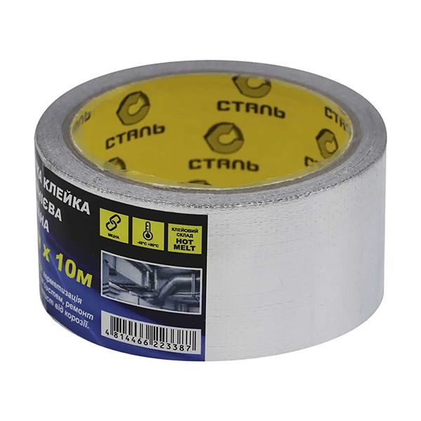 Лента клейкая алюминиевая армированная 50*25м СТАЛЬ 36048(36048)